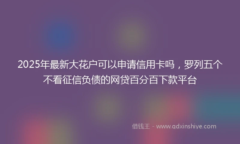 2025年最新大花户可以申请信用卡吗，罗列五个不看征信负债的网贷百分百下款平台