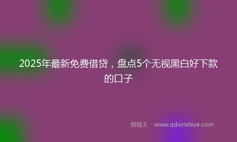 2025年最新免费借贷，盘点5个无视黑白好下款的口子