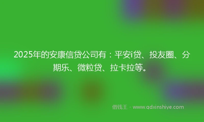 2025年的安康信贷公司有：平安i贷、投友圈、分期乐、微粒贷、拉卡拉等。