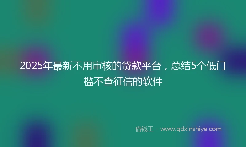 2025年最新不用审核的贷款平台，总结5个低门槛不查征信的软件