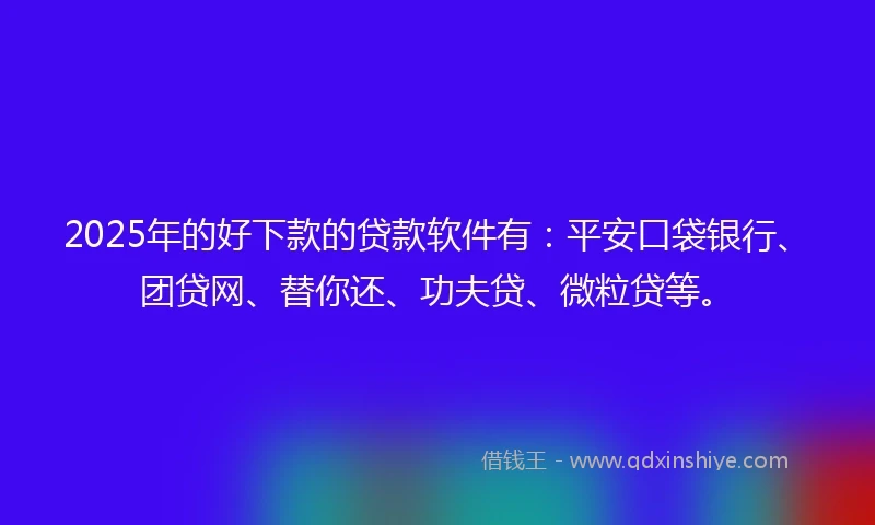 2025年的好下款的贷款软件有:平安口袋银行、团贷网、替你还、功夫贷、微粒贷等。