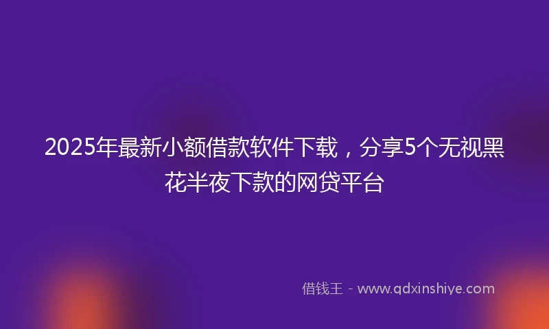 2025年最新小额借款软件下载，分享5个无视黑花半夜下款的网贷平台