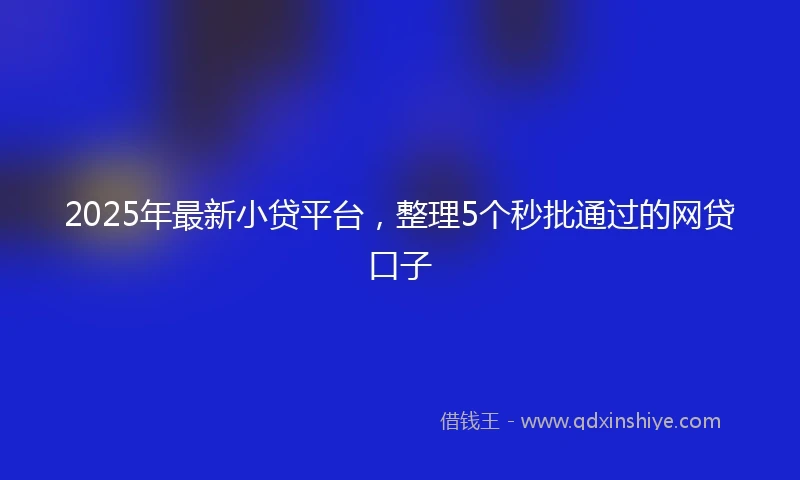 2025年最新小贷平台，整理5个秒批通过的网贷口子