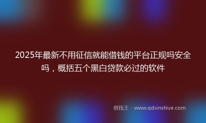 2025年最新不用征信就能借钱的平台正规吗安全吗，概括五个黑白贷款必过的软件