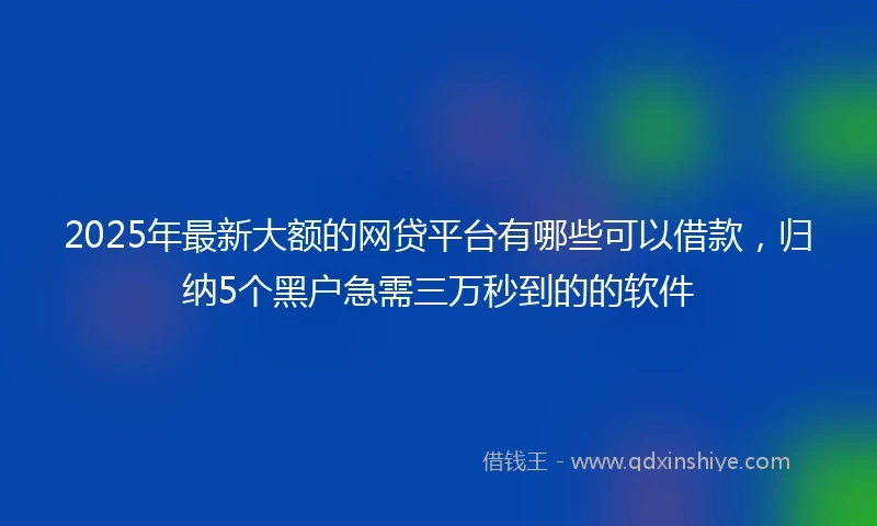 2025年最新大额的网贷平台有哪些可以借款,归纳5个黑户急需三万秒到的的软件