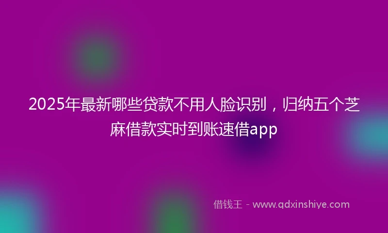 2025年最新哪些贷款不用人脸识别，归纳五个芝麻借款实时到账速借app