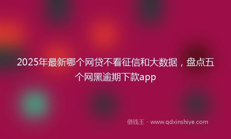 2025年最新哪个网贷不看征信和大数据，盘点五个网黑逾期下款app