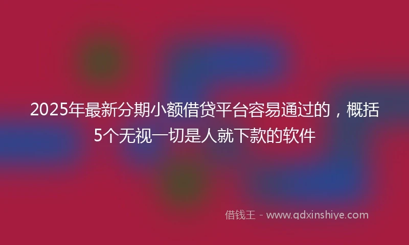 2025年最新分期小额借贷平台容易通过的，概括5个无视一切是人就下款的软件