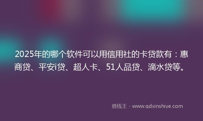 2025年的哪个软件可以用信用社的卡贷款有：惠商贷、平安i贷、超人卡、51人品贷、滴水贷等。