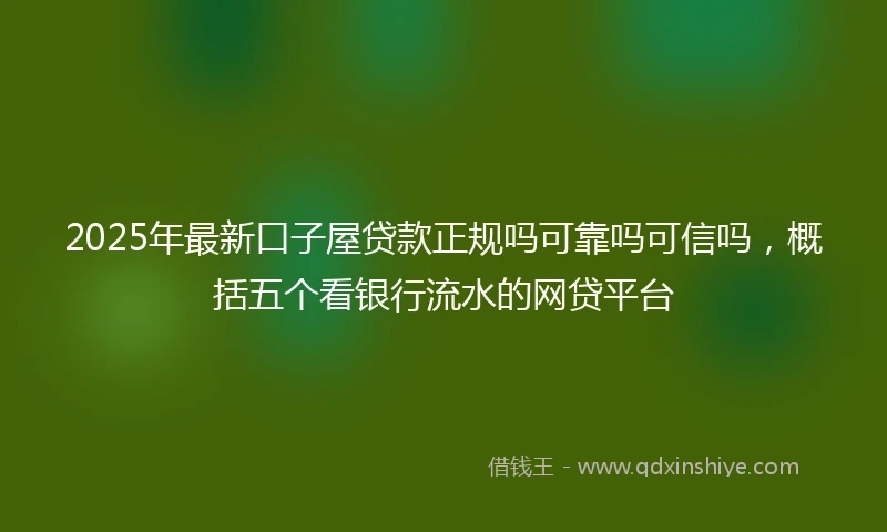 2025年最新口子屋贷款正规吗可靠吗可信吗，概括五个看银行流水的网贷平台