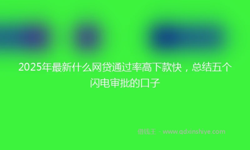2025年最新什么网贷通过率高下款快，总结五个闪电审批的口子