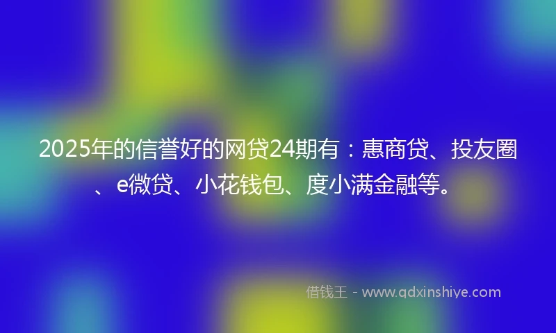 2025年的信誉好的网贷24期有：惠商贷、投友圈、e微贷、小花钱包、度小满金融等。