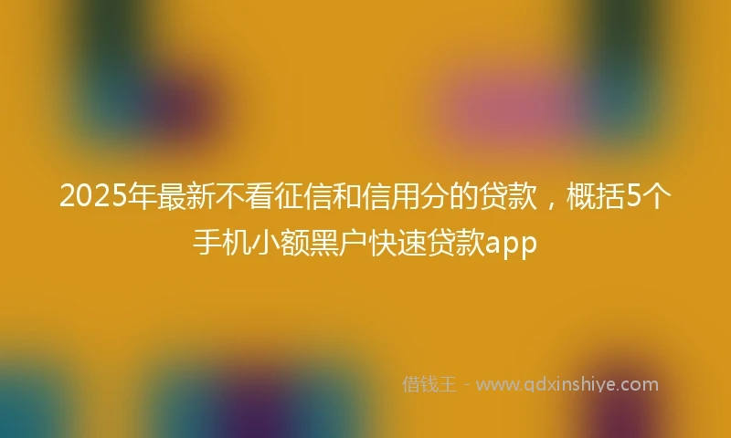 2025年最新不看征信和信用分的贷款，概括5个手机小额黑户快速贷款app