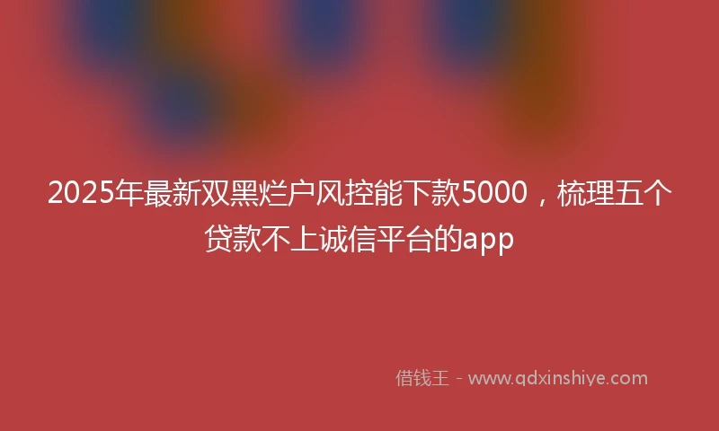 2025年最新双黑烂户风控能下款5000，梳理五个贷款不上诚信平台的app