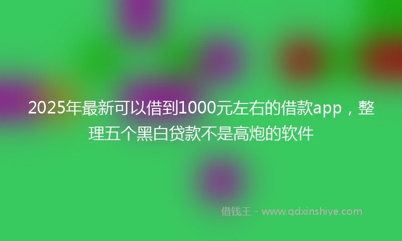 2025年最新可以借到1000元左右的借款app，整理五个黑白贷款不是高炮的软件