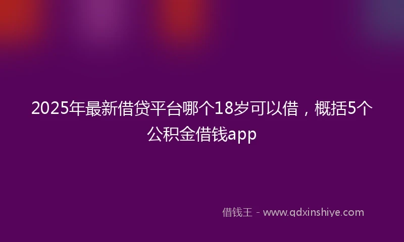 2025年最新借贷平台哪个18岁可以借，概括5个公积金借钱app
