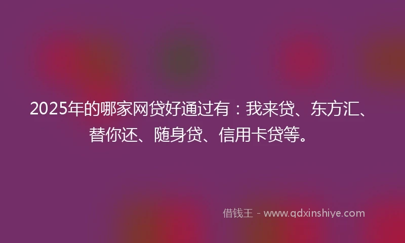 2025年的哪家网贷好通过有：我来贷、东方汇、替你还、随身贷、信用卡贷等。