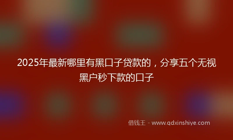2025年最新哪里有黑口子贷款的，分享五个无视黑户秒下款的口子