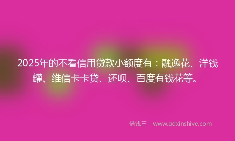2025年的不看信用贷款小额度有：融逸花、洋钱罐、维信卡卡贷、还呗、百度有钱花等。