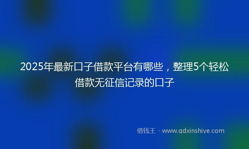 2025年最新口子借款平台有哪些，整理5个轻松借款无征信记录的口子