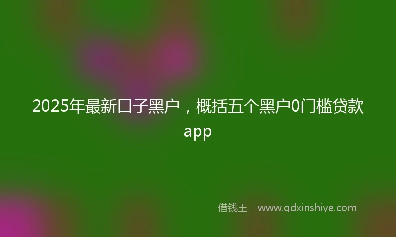 2025年最新口子黑户，概括五个黑户0门槛贷款app