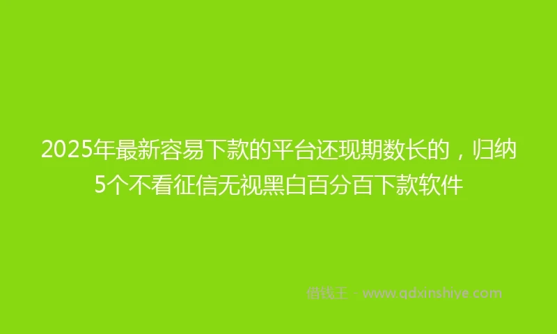 2025年最新容易下款的平台还现期数长的，归纳5个不看征信无视黑白百分百下款软件
