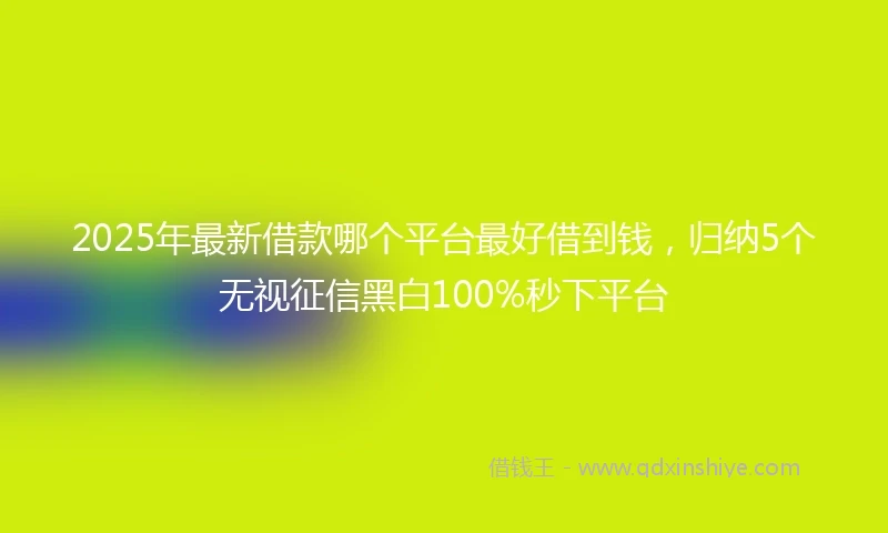 2025年最新借款哪个平台最好借到钱，归纳5个无视征信黑白100%秒下平台