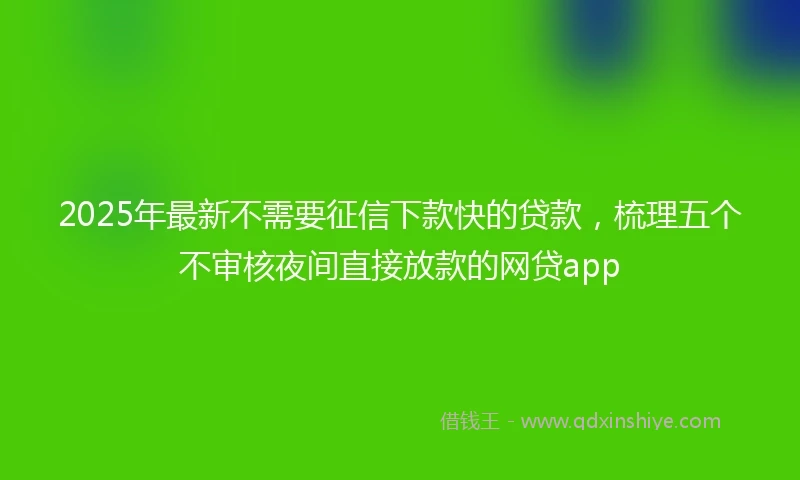 2025年最新不需要征信下款快的贷款，梳理五个不审核夜间直接放款的网贷app