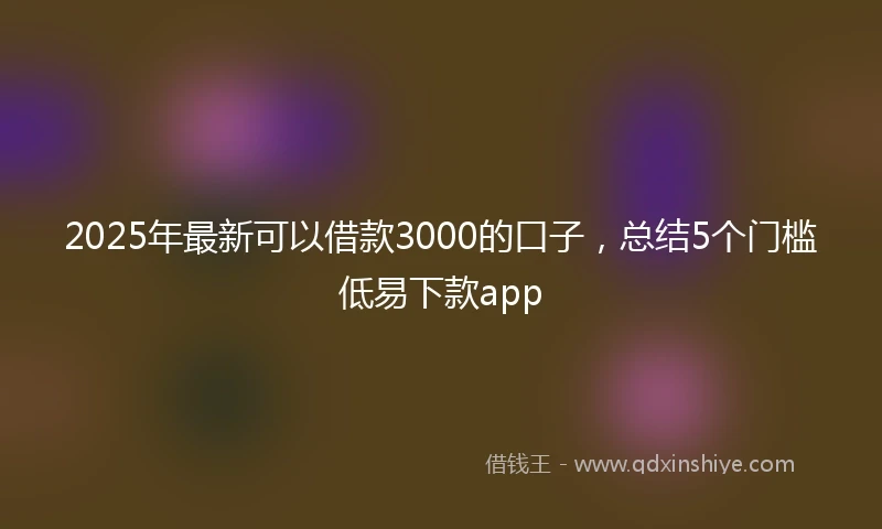 2025年最新可以借款3000的口子，总结5个门槛低易下款app