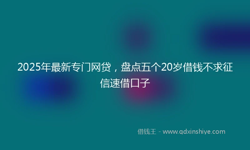 2025年最新专门网贷，盘点五个20岁借钱不求征信速借口子
