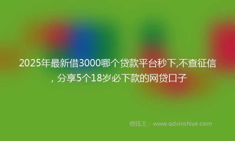 2025年最新借3000哪个贷款平台秒下,不查征信，分享5个18岁必下款的网贷口子