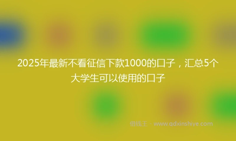 2025年最新不看征信下款1000的口子，汇总5个大学生可以使用的口子