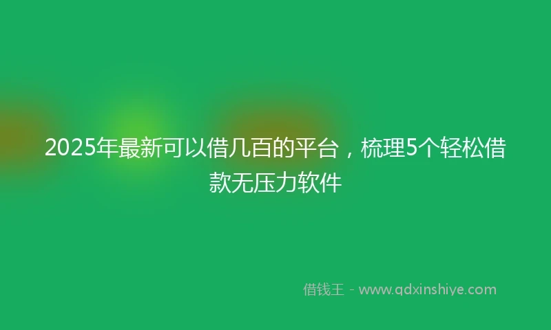 2025年最新可以借几百的平台，梳理5个轻松借款无压力软件