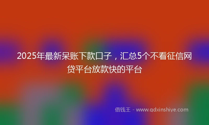 2025年最新呆账下款口子，汇总5个不看征信网贷平台放款快的平台