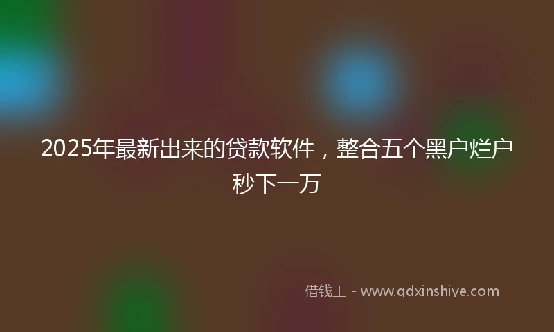 2025年最新出来的贷款软件，整合五个黑户烂户秒下一万