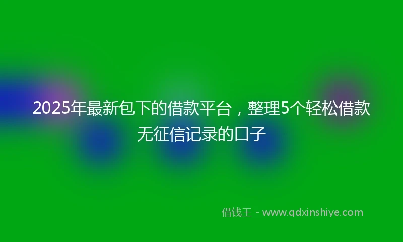 2025年最新包下的借款平台，整理5个轻松借款无征信记录的口子