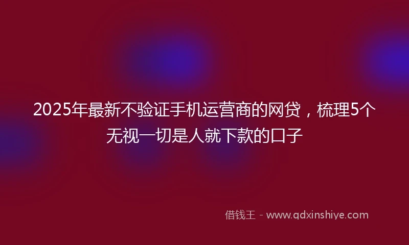 2025年最新不验证手机运营商的网贷，梳理5个无视一切是人就下款的口子