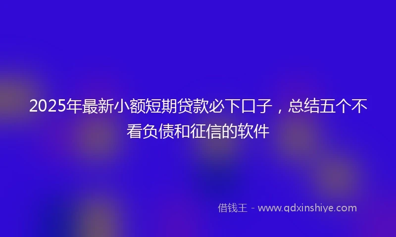 2025年最新小额短期贷款必下口子，总结五个不看负债和征信的软件