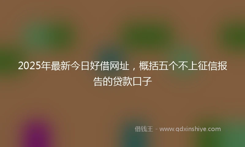 2025年最新今日好借网址，概括五个不上征信报告的贷款口子