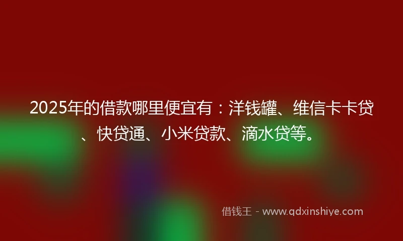2025年的借款哪里便宜有：洋钱罐、维信卡卡贷、快贷通、小米贷款、滴水贷等。