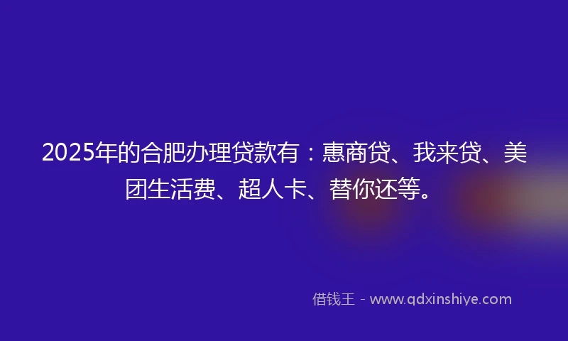2025年的合肥办理贷款有：惠商贷、我来贷、美团生活费、超人卡、替你还等。