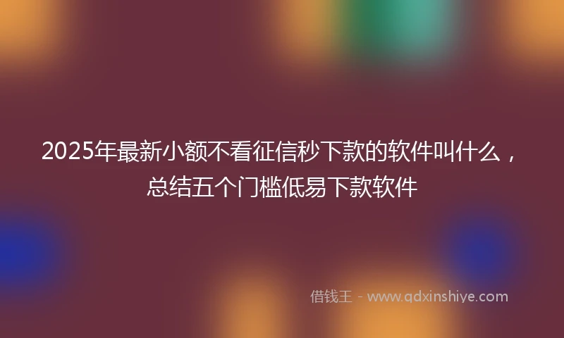 2025年最新小额不看征信秒下款的软件叫什么，总结五个门槛低易下款软件