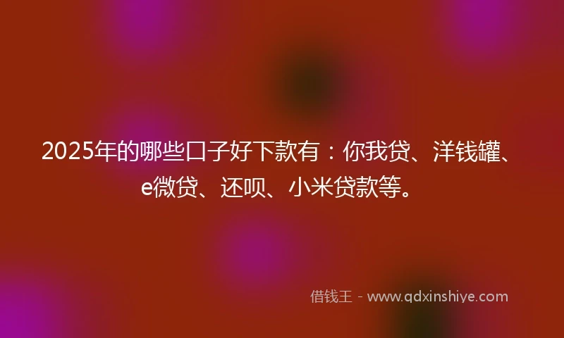 2025年的哪些口子好下款有：你我贷、洋钱罐、e微贷、还呗、小米贷款等。