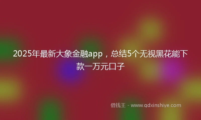 2025年最新大象金融app，总结5个无视黑花能下款一万元口子