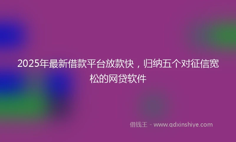 2025年最新借款平台放款快，归纳五个对征信宽松的网贷软件