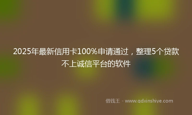 2025年最新信用卡100%申请通过，整理5个贷款不上诚信平台的软件