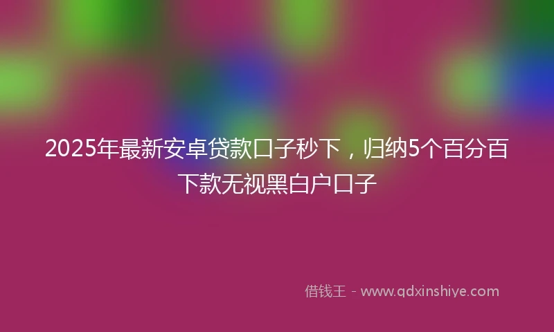 2025年最新安卓贷款口子秒下，归纳5个百分百下款无视黑白户口子