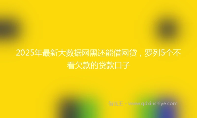 2025年最新大数据网黑还能借网贷，罗列5个不看欠款的贷款口子
