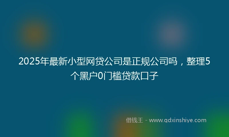 2025年最新小型网贷公司是正规公司吗,整理5个黑户0门槛贷款口子