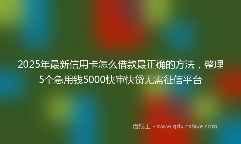 2025年最新信用卡怎么借款最正确的方法，整理5个急用钱5000快审快贷无需征信平台